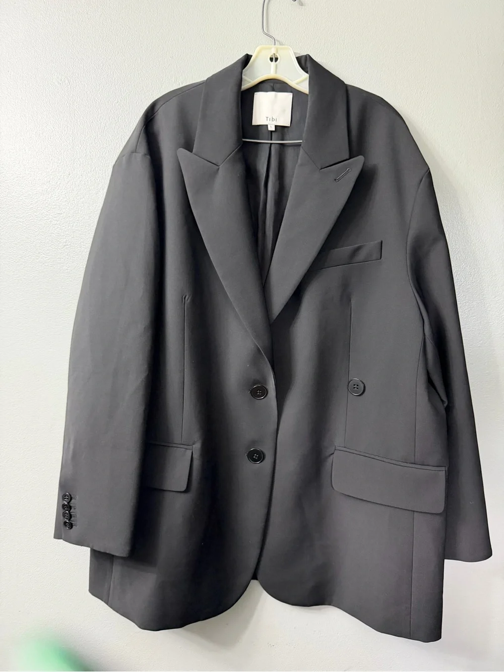 Tibi Menswear Double Breasted Button Front Blazer Dress in Black Large